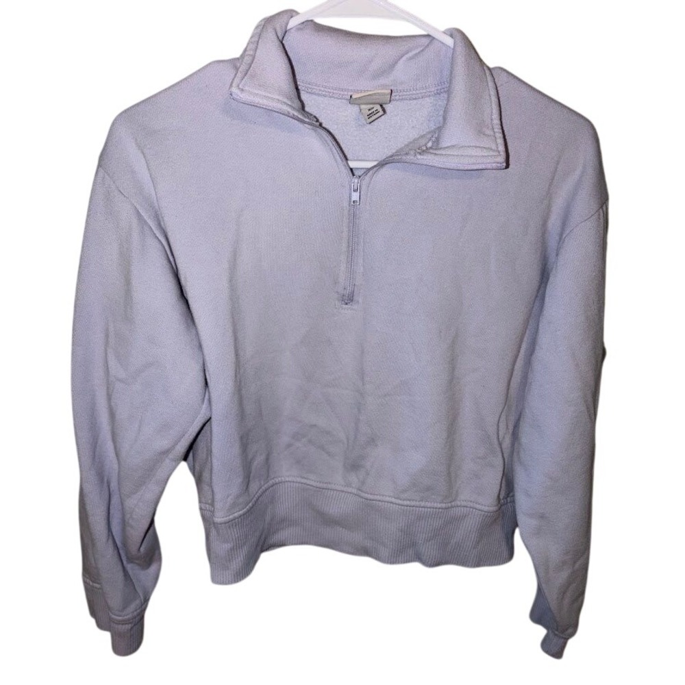 Wild Fable Womens Lavender Purple Quarter Zip Cropped‎ Sweatshirt Pullover XS